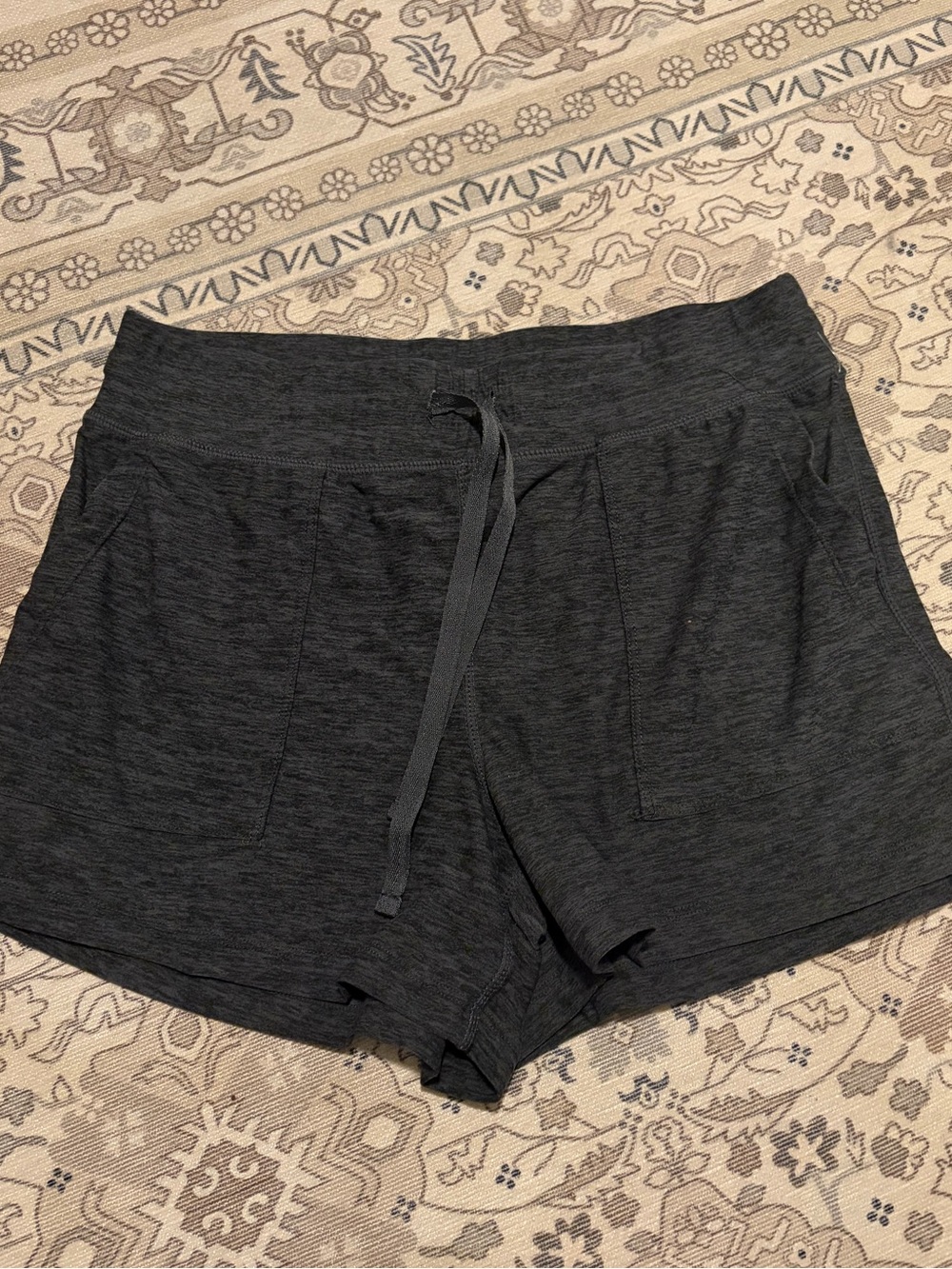 90 Degree Dark Gray Knit Drawstring Shorts